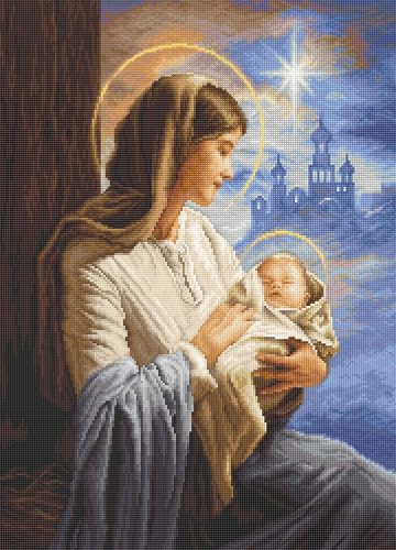 Luca-S Kreuzstich Stickpackung Gold Collektion Heilige Maria und das Kind Zählmuster