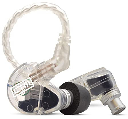 CTM CE320 Triple Driver in-Ear Monitor | Noise Isolating Professional Musician Wired in-Ear Monitor | Detachable Cable (Clear)