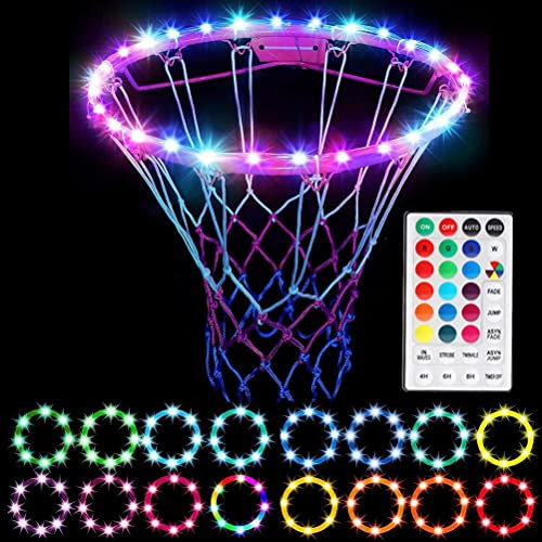 KENANLAN LED-Basketballkorb beleuchtet ferngesteuertes Basketballfeld LED-Licht 4 Modi 16 Farben wasserdicht das Training im Freien bei Nacht