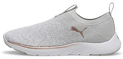 PUMA Women Softride Remi Slip-on Knit Wn's Zapatillas para correr en carretera, Ash Gray Puma White Rose Gold, 36 EU