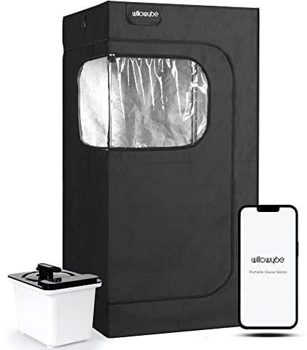 WILLOWYBE Tragbare Dampfsauna mit Bluetooth-Steuerung, 4L KingPower Dampfgarer, Körperzelt, Klappstuhl | Persönliches Home Spa
