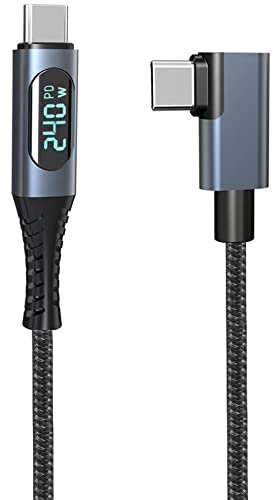 LOKEKE 240W USB 4.0 PD Type C Cable with LED Display, 8K@60Hz 40Gbps USB Type C Male to USB C Male 90 Degree Cable Cord Wire Compatible with MackBook i Pad Galaxy Laptop