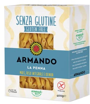 ARMANDO La Penna, Pasta Senza Glutine, Confezione da 400g | Gluten free, Selezione di Mais, Riso Integrale e Quinoa, Ottima tenuta in cottura e consistenza compatta