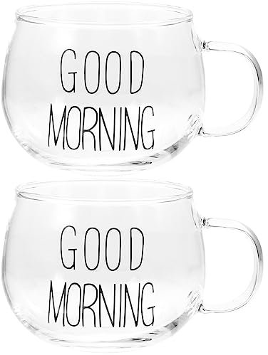 2 Pezzi Tazza Colazione in Trasparente Con Manico, Tazza Di Latte Per Cereali, Succo, Yogurt, Tè, Bevande, Adatta Per Casa, Ufficio, Hotel, Ristorante