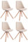 CLP 4er Set Stuhl Toulouse Stoff Square mit Stoffbezug und hochwertigem Sitzpolster I Lehnstuhl Mit Stabilem Holzgestell I Sitzhöhe 48 cm, Farbe:Creme, Gestell Farbe:Natura
