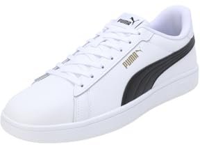 Puma Smash 3.0 L Unisex Sneaker, White Black Gold, 42.5 EU
