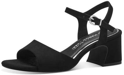 MARCO TOZZI Damen Sandalen mit Absatz mit Verstellbarem Riemen Vegan, Schwarz (Schwarz), 39 EU