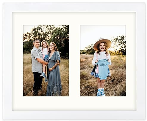 AVEAX Bilderrahmen 20x25 cm, Holzrahmen zur Präsentation von 2 Fotos im Format 10x15 cm, Weiß