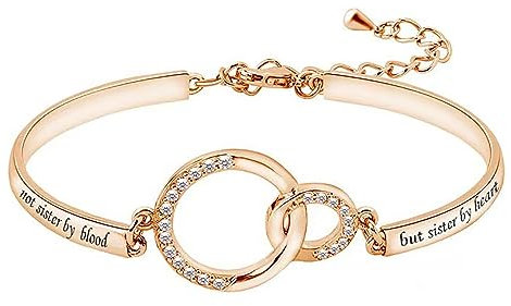 LSxAB Not Sister By Blood But Sister By Heart Cuff Bangle Rose Gold Bracelet for Best Friend BFF Friendship Bracelets