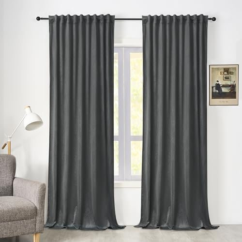 WOLTU Samtvorhang Gardinen mit Kräuselband Vorhang Blickdicht 135x260 cm, 2er Set Verdunklungsvorhänge Samt Thermovorhang Kälteschutz, Velvet Samt Curtains für Deko Schlafzimmer Wohnzimmer, Grau
