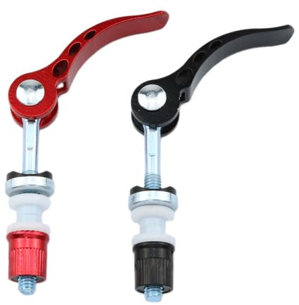 Meuey Lyot Bike Seat Clamp Bicycle Seat Quick Release Clip Bar Bike Seat Clamp Bolt M6*65 (Black and Red Each) -2PCS