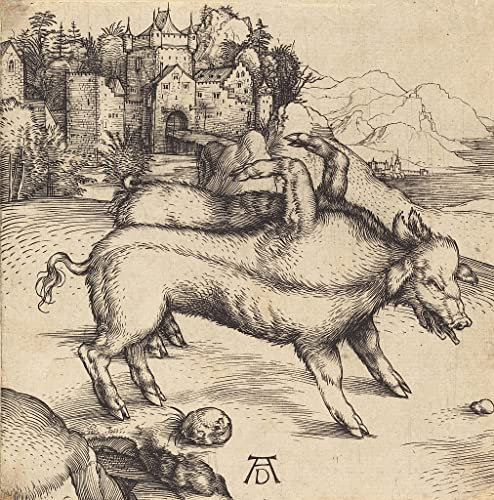 SYlale Wandkunst Bilder Poster Wandkunst Ölgemälde Das Monströse Schwein Von Landser Vermutlich Von Albrecht Dürer für Wanddekoration 60x90cm