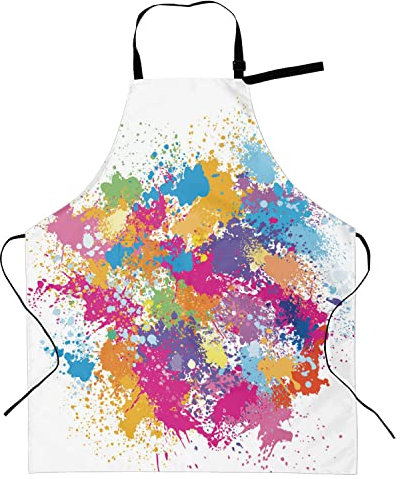 PIUS Delantal de artista de pintura con 2 bolsillos, impermeable, colorido, para artistas, mujeres, hombres, niñas, pintores, adultos, profesores, baberos blancos, disfraz para jardín, cocina y