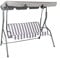 OHS Garden Swing Bench, 3 Seater Swing Seat Outdoor with Adjustable Canopy & Cushioned Seats Relaxing Comfy Outdoor Patio Hammock Bench, Grey/White Stripe