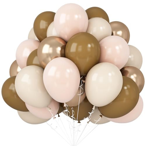 Brown Beige Blush Neutral Balloons Tan Gold Champagne Sand White Latex Balloon 50pcs 12inch Retro Apricot Cocoa Coffee Helium Balloons for Bear Boho Birthday Baby Shower Party Decorations