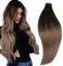 RUNATURE Tape in Extensions Echthaar Balayage Braun Blond 60cm Ombre Haarverlängerung 50g 20pcs #2/6/18