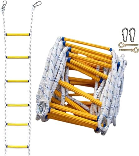 XFQZJG Strickleiter Notfall-Feuerleiter, 2/3/4-stöckig, zum Klettern zu Hause, Feuerleiter, Tragfähigkeit bis zu 420 kg, mit Haken für Fenster und Balkon, 3 m, 5 m, 8 m, 10 m, 15 m, 20 m