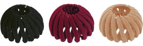 Qiwenr 3 Pince à Cheveux Queue de Cheval Antidérapante, Épingle à Cheveux nid D'oiseau Pour Femme, nid D'oiseau Pinces à Cheveux, Queue de Cheval Coiffure nid D'oiseau Bandeau Extensible Pour Femme