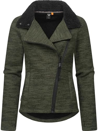 Ragwear Damen Sweatjacke Strickjacke mit Teddyfell-Futter Saskie Melange YOUMODO XS-3XL