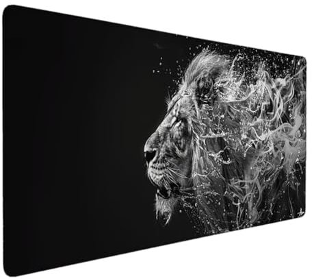 Gaming Mouse Pad Mouse Mat 1000 x 500, Extra Large Mousepad Non-Slip Rubber Base Computer Keyboard Mat for Gaming, MacBook, PC, Laptop, Desk (Gray, Lion) Ergonomic Mouse Pad Gaming Mouse Pad 0-C