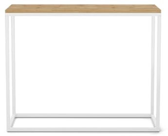 BETTSO - Konsolentisch - Sideboard Wohnzimmer - 100cm breit, 80cm hoch, 25cm tief - Beistelltisch aus Metall Pulverbeschichtet - für Flur, Wohnzimmer - Tischplatte Eiche Wotan - Gestell Weiß