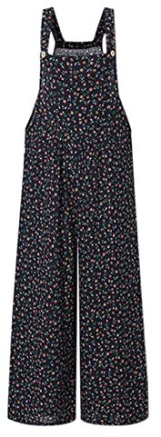 CocMouse Womens Dual Pocket Jumpsuit Loose Summer Rompers Suspender Wide Leg Overalls Boho Adjustable Straps Harem Pants (Navy, L)