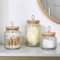 Navaris Bathroom Storage Hammered Glass Canister Set of 3 - Multipurpose & Airtight for Cotton Wool Ear Buds, Pads, Q Tips, & Make Up - Organiser for Vanity & Dressing Table Decor