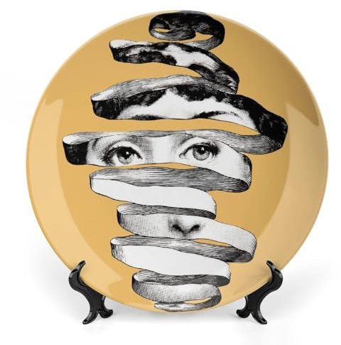 Fgjkt Piatto Lina Cavalieri, Piatto Decorativo da Parete, Decorazione da Appendere alla Parete con Piastra Facciale Misteriosa, Staffa Inclusa E Gancio A Molla Speciale,Style-5,7inch
