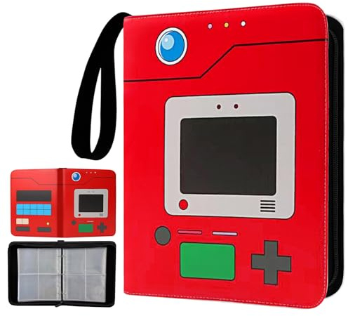 Sammelkarten Album, Sammelalbum A4, Karten Sammelalbum für 400 Karten, 50 Pockets Transparent Sammelkarten, PU Leder, Tragbar Card Binder, Geschenk Karten Heft für Jungen Mädchen Sammler