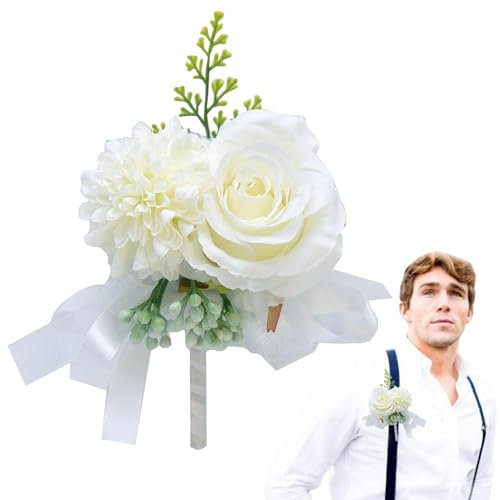 all'occhiello per sposo e testimone | Fiori artificiali per matrimonio | bouquet da uomo fatto a mano | r0se artificiale per cerimonia nuziale | Corpetto artificiale | elegante