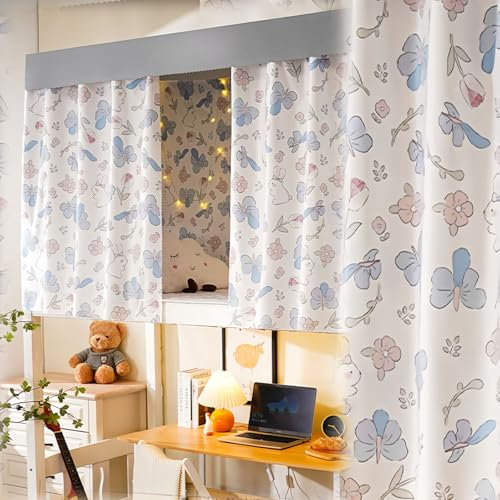 XHCTNN Bettvorhang Hochbett Vorhang Verdunkelung Dekoration BettvorhäNge Bett Vorhang College-Studenten Studentenwohnheim(K,53-3pcs)