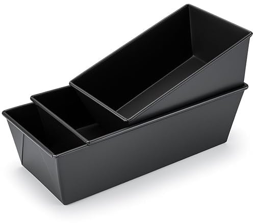 SAVOURLUXE Loaf Tins for Baking – Pack of 3 Carbon Steel Bread & Loaf Tins Set, Non-Stick Coating, 1lb 2lb 3lb Sizes – Ideal Bread Tins for Baking Banana Bread, Cakes, Meatloaf, and More