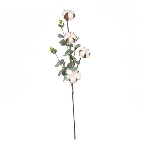 BATHVEVE Bouquet Di Fiori Artificiali Con Rami Di Cotone e Foglie Di Eucalipto Decorazione Per Matrimoni Feste e Casa Di Teste Regolabili Per Composizioni Floral
