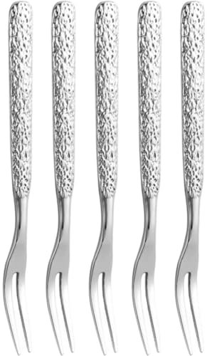 Ymxygz 5 Stücke Edelstahl Obst Gabel Zwei Zinken Gabel Dessert Gabel Gebäck Vorspeise Gabeln Metall Gabeln Küche Geschirr