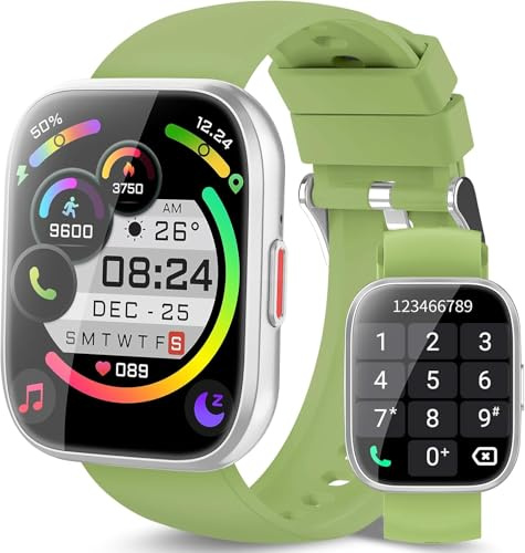 Ddidbi Smartwatch Damen Herren, Fitnessuhr Damen mit Telefonfunktion 1.85 Zoll Touchscreen, IP68 Wasserdicht Smart Watch mit schrittzähler Schlafmonitor, Uhren Herren für Android iOS, Grün