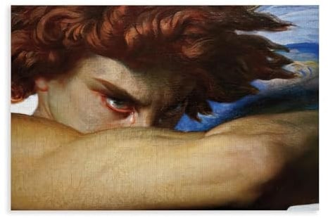 QIENAZIO Kunstdruck auf Leinwand, Motiv: Fallen Angels, Kunst von Alexandre Cabanel, Wandkunst, Schlafzimmer, Büro, Küche, Dekoration, Geschenke, 30 x 45 cm