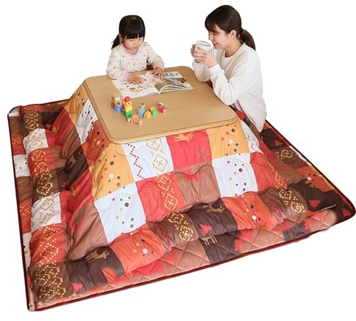 XDCXYD Japanisches Beheizbares Tischset Für Zuhause Niedriger Tisch Zum Sitzen Mit Heizung Decke Und Steppdecke(B,80 * 80 * 41CM)