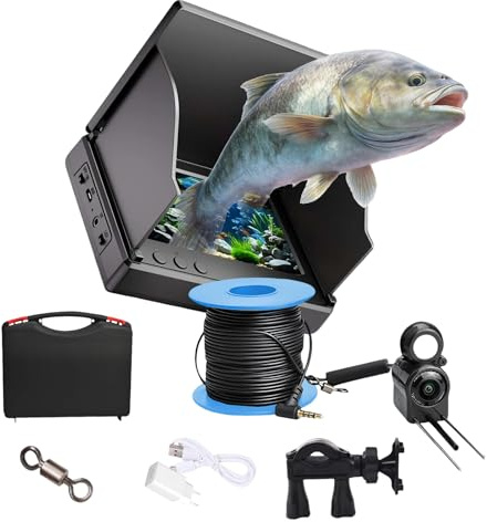 Unterwasserkamera Angeln Tragbarer Fischfinder mit IPS Display, IP67 Unterwasser Kamera mit 4,3-Zoll-HD-Display und 30-Meter-Kabel für Meeres-, See-, Fluss- und Eisangeln