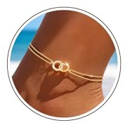 Chihayafuji Fußkettchen für Damen Silber 925 Gold Verstellbares Wasserfest Herz Doppelte Stapelbar Fussketten Sommer Strand Fußkette Schmuck Geschenk Mädchen Frauen