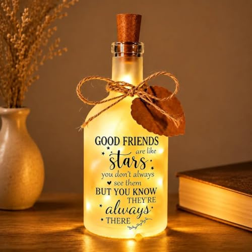 Cerulume Friendship Gifts for Women, Bestie Gifts Warm Bottle Lights, LED Bottle Lamp with Heart Tag, Friend Gift for Birthday, Christmas, Wedding, Friendship Bottles Night Light Decor
