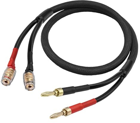 XMSJSIY 4mm Banana Plug to Binding Post Speaker Extension Audio Cable | Banana Male to Female Speaker Cable Connector Wire with Gold-Plated for Amplifier Sound Systems - 80CM/2.6FT