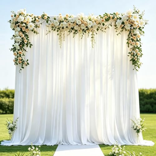 1.5x3 m Vorhang für Kulissen, 2 PCS Hintergrund Vorhänge für Hochzeit Party, Polyester Weißer Fotowand Hintergrund Fotografie, Geburtstag Party Deko Kulissen Hintergründe Vorhänge (Weiß)
