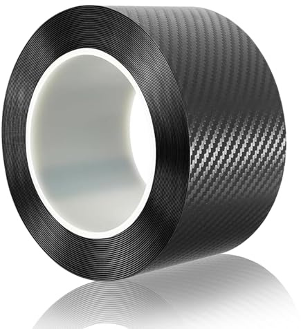 Flintronic Carbon Folie Auto, 5 cm X 5 m Auto Einstiegsleisten Kohlefaser Aufkleber, Einstiegsleisten Schutz Schwarz, Kratzfeste Kohlefaser Ackschutzfolie für Autotürschutz Stoßstangenschut
