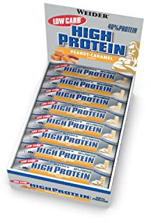 Weider Low Carb High Protein Protein Bar, caramel aux cacahuètes, 24 pièces par boîte, Fitness & Bodybuilding, 24 x 50 g