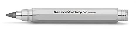 Kaweco SKETCH UP Fallbleistift Satin Chrome 5,6 mm 5B I Minenbleistift aus massivem Messing in oktogonalem Design I Druck-Bleistift nachfüllbar aus Metall in Silber I Druckminenbleistift 10,3 cm