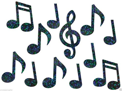 CrystalsRus Black Music Notes Holographic Iron-On Bling Novelty DIY Party Tshirt Transfer Applique Patch