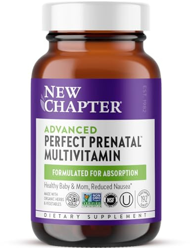 New Chapter Advanced Perfect Prenatal Vitamins, 192ct, Made with Organic, Non-GMO Ingredients for Healthy Baby & Mom - Folate (Methylfolate), Whole-Food Fermented Iron, Vitamin D3 + Ginger