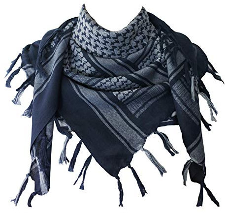Explore Land Baumwoll-Shemagh Keffiyeh Taktische Wüstenschal mit Quasten für Männer und Frauen – Hals- und Kopftuch, Blau, Einheitsgröße