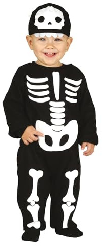FIESTAS GUIRCA Baby Skeleton Fancy Dress Costume Costume Toddler - Halloween Outfit for Baby - Jumpsuit and Hat - Cute Fancy Dress