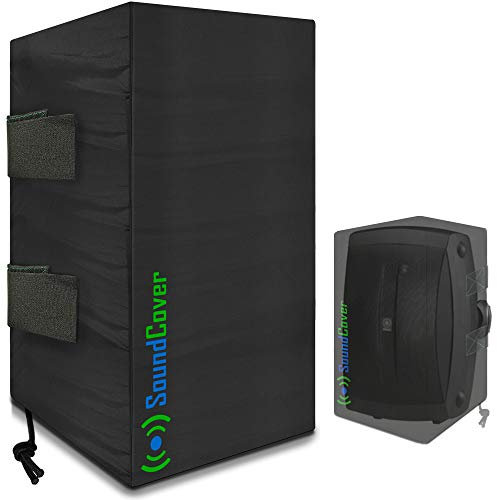 The Original Light Outdoor Speaker Covers for C-Bracket Mounted Speakers – Premium 210T Polyester with Silver UV Protective Coating – Water-Resistant, All-Weather Protection – Medium Size (Set of 2)